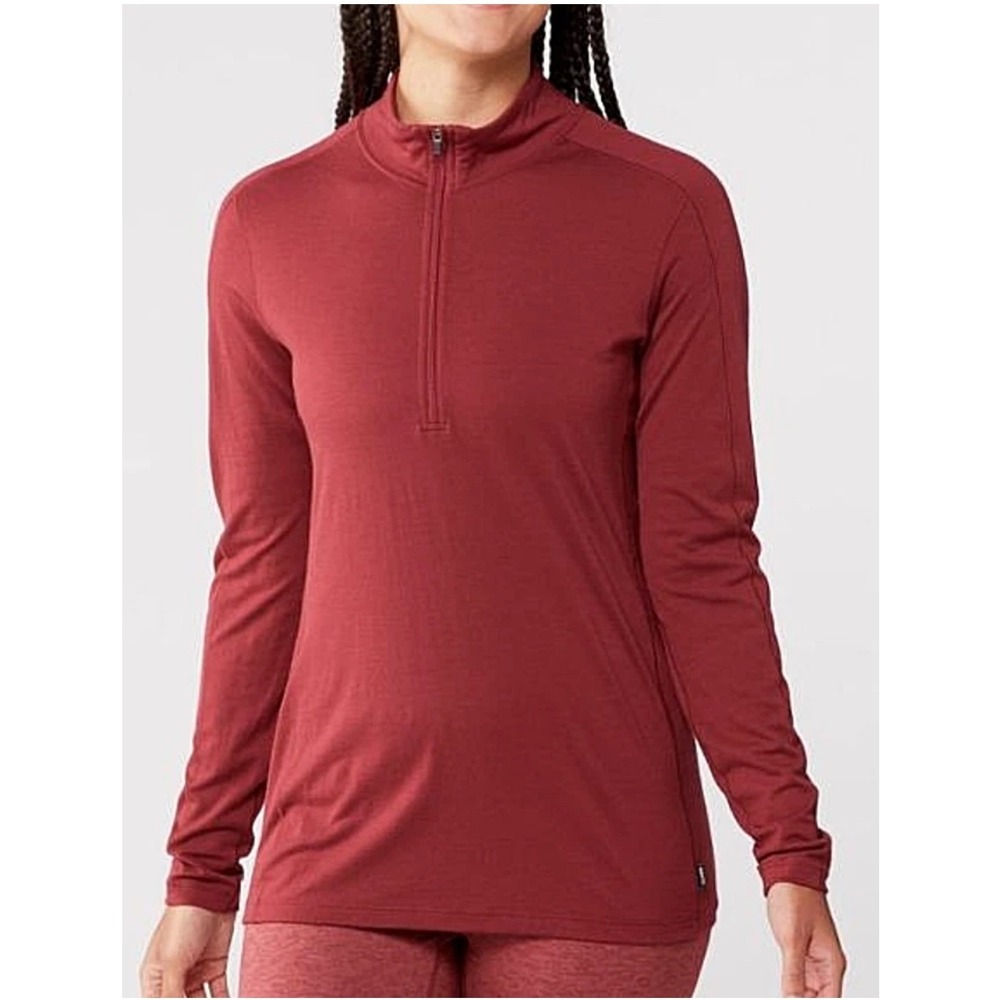 REI Co-op 100% Merino Wool 1/4 Zip Base Layer Top Womens Small Rust Brown
